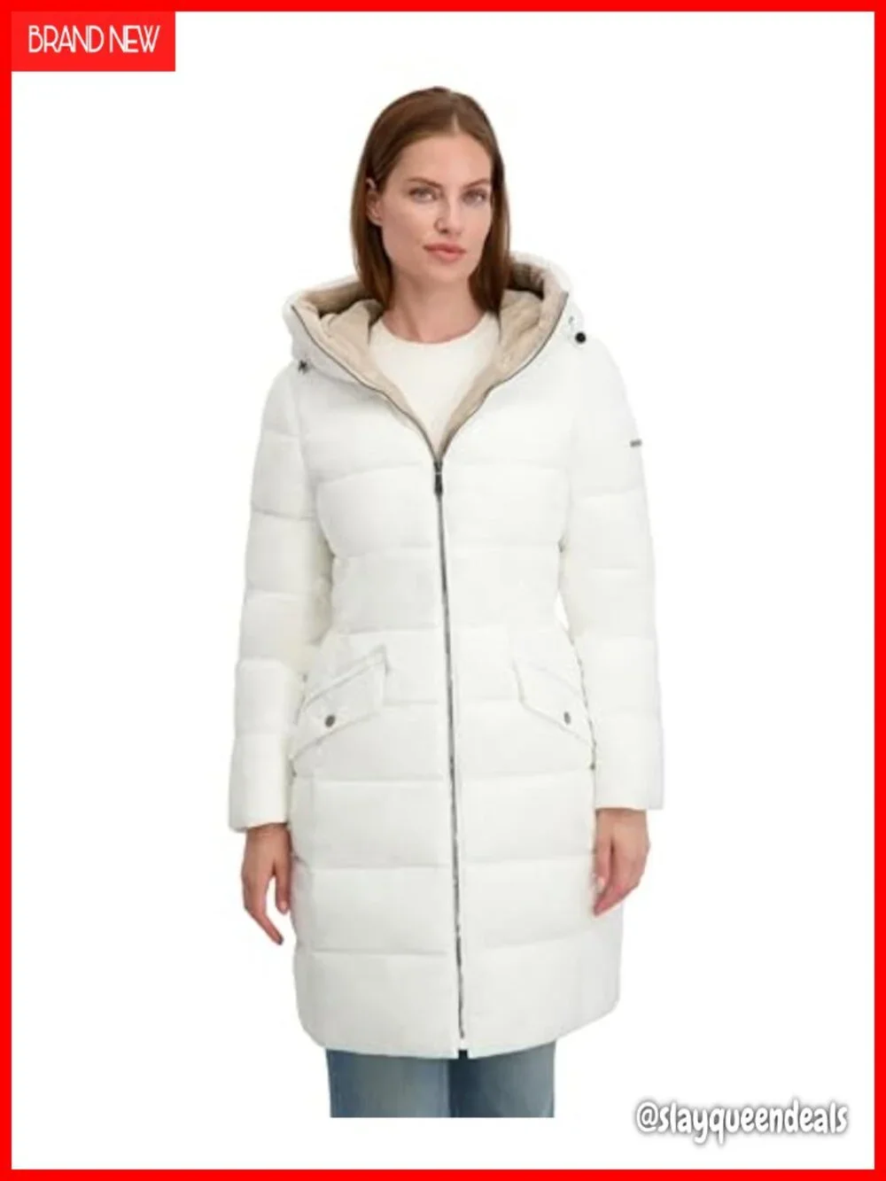Faux Fur Lined Hood Fitted Puffer Coat Velvet Corduroy Waist Drawstring